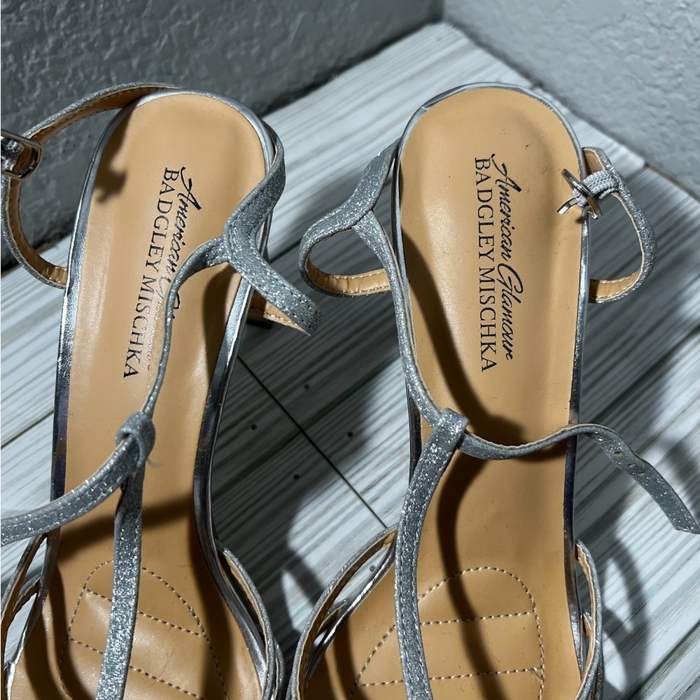 Badgley Mischka American Glamour Women’s ona straps heels Sandals silver size 10 - Picture 10 of 15